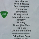 Jet's Setlist From the Music Box with a Bass Guitar Pick